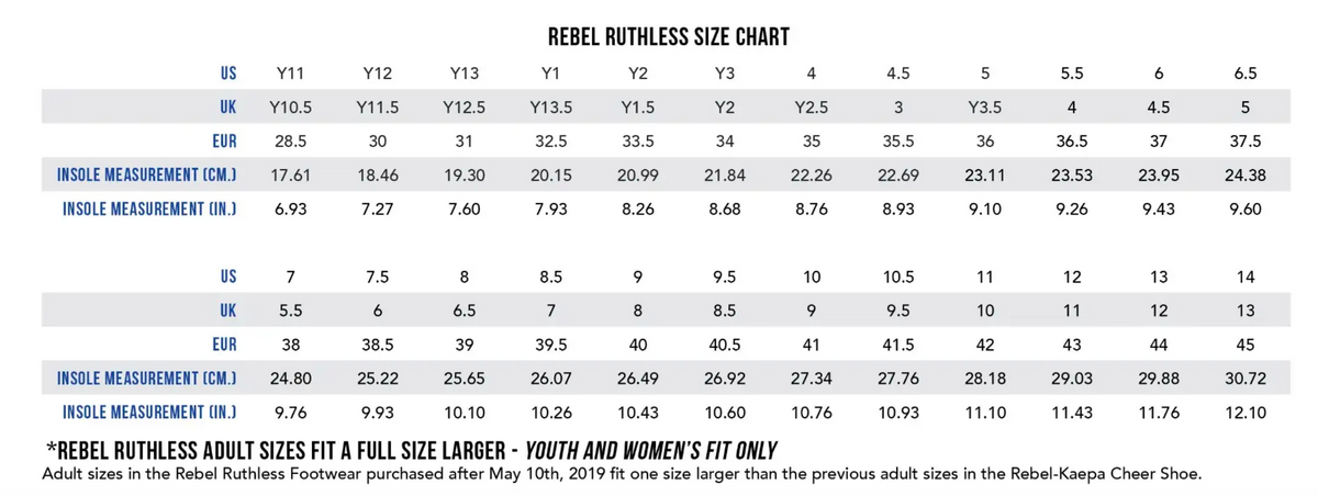 Rebel Athletic Ruthless Cheer Shoe BAG ONLY 6.5, Black CHEERLEADING