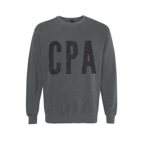 Grey CPA Rhinestone Crewneck